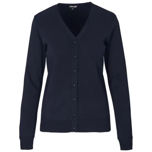 Ladies Quantum Low Pill Cardigan Navy Front